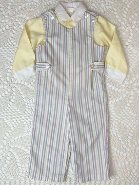 Vintage 1980s Imp Originals Boys 18-24 Months Colorful Striped Longall Romper